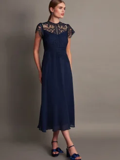 Monsoon Monica Lace Midi Dress Blue Sale