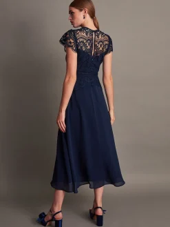 Monsoon Monica Lace Midi Dress Blue Sale