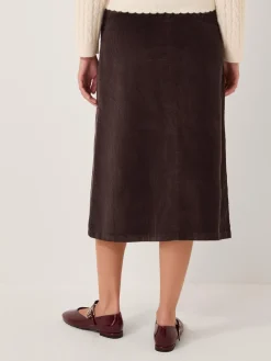 Monsoon Malika Corduroy Midi Skirt Brown Sale