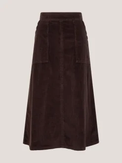 Monsoon Malika Corduroy Midi Skirt Brown Sale