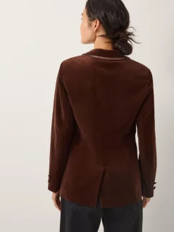 Monsoon Mila Single Breasted Velvet Blazer Brown Sale