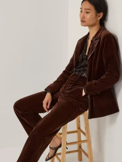 Monsoon Mila Single Breasted Velvet Blazer Brown Sale