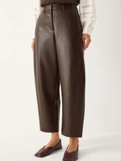 Monsoon Brown Tara Faux Leather Barrel Trousers Clearance