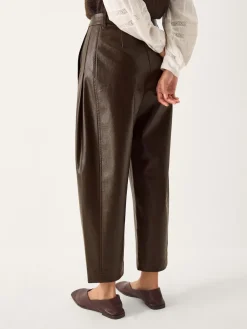 Monsoon Brown Tara Faux Leather Barrel Trousers Clearance