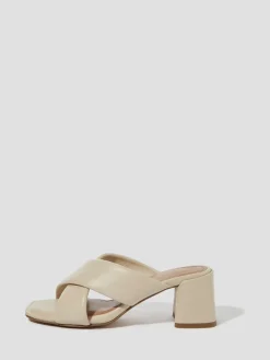 Monsoon Cream Oralia Leather Crossover Mule Heels Outlet