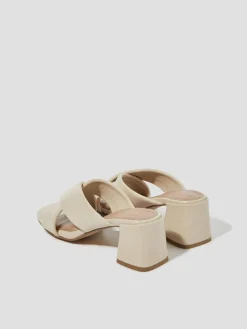 Monsoon Cream Oralia Leather Crossover Mule Heels Outlet