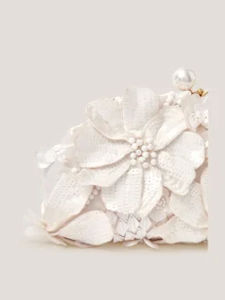 Monsoon Cream Suvi Flower Embellished Clutch Bag Online