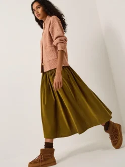 Monsoon Green Jenny Corduroy Midi Skirt Sale