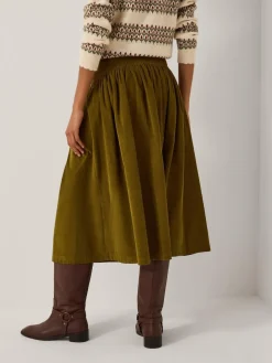 Monsoon Green Jenny Corduroy Midi Skirt Sale