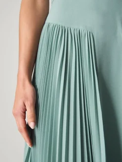 Monsoon Madison Flutter Sleeve Pleated Bridesmaid Dress Green Discount