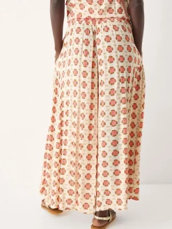 Monsoon Natural Maddie Floral Print Wide Leg Trousers Best