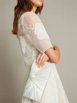 Monsoon Natural Talia Twisted Satin Clutch Bag