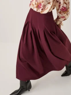 Monsoon Purple Dani Pleat Midi Skirt Outlet