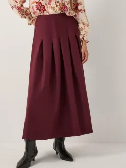 Monsoon Purple Dani Pleat Midi Skirt Outlet