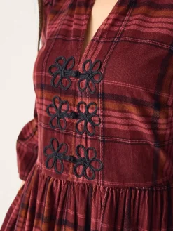 Monsoon Red Charly Check Corduroy Midi Dress Best