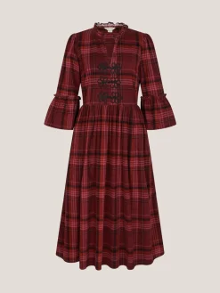 Monsoon Red Charly Check Corduroy Midi Dress Best