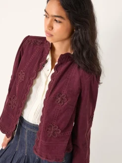 Monsoon Red Jimena Floral Corduroy Jacket Online