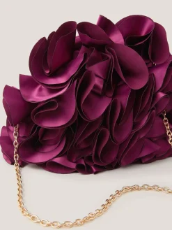 Monsoon Red Mindy Corsage Satin Clutch Bag Online