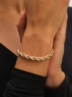 Mood Gold Tone Twisted Rope Necklace Bracelet Set Discount