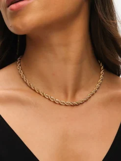 Mood Gold Tone Twisted Rope Necklace Bracelet Set Discount