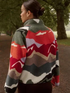 Next Active Printed Borg Jacket Mountain Print Best