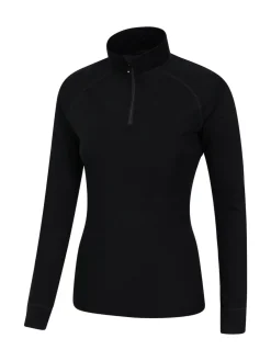 Mountain Warehouse Black Womens Merino Zip Neck Thermal Top Online