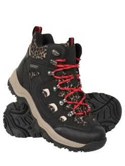 Mountain Warehouse Womens Adventurer Printed Waterproof Boots Black/Leopard New