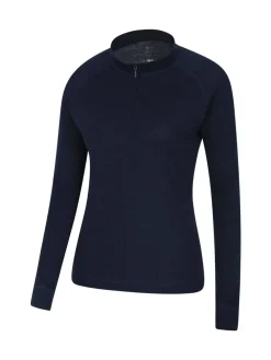 Mountain Warehouse Talus Womens Zip Neck Thermal Top Blue Clearance