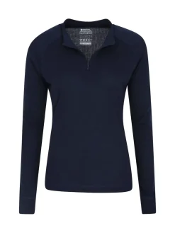 Mountain Warehouse Talus Womens Zip Neck Thermal Top Blue Clearance