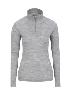 Mountain Warehouse Grey Womens Merino Zip Neck Thermal Top Best
