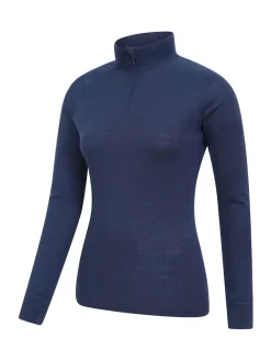Mountain Warehouse Navy Womens Merino Zip Neck Thermal Top