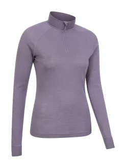 Mountain Warehouse Purple Womens Merino Zip Neck Thermal Top Sale