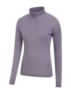 Mountain Warehouse Purple Womens Merino Zip Neck Thermal Top Sale