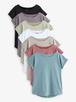 Next Multi Cap Sleeve 100% Cotton T-Shirts 7 Pack Best