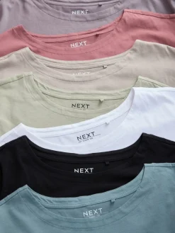 Next Multi Cap Sleeve 100% Cotton T-Shirts 7 Pack Best