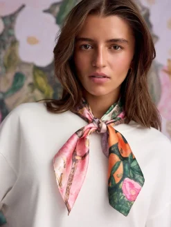 Next Multi Pink Floral Benjamin MacGregor Artist Collaboration Lightweight Square Scarf New
