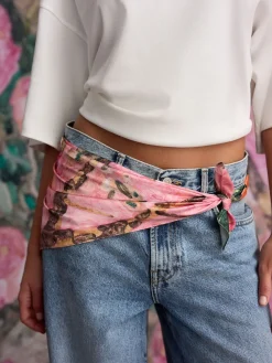 Next Multi Pink Floral Benjamin MacGregor Artist Collaboration Lightweight Square Scarf New