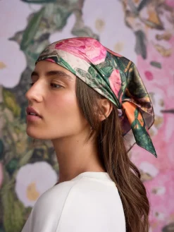 Next Multi Pink Floral Benjamin MacGregor Artist Collaboration Lightweight Square Scarf New