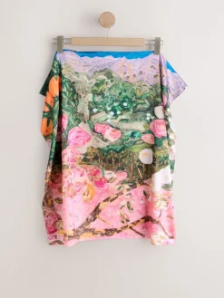 Next Multi Pink Floral Benjamin MacGregor Artist Collaboration Lightweight Square Scarf New