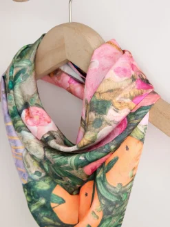 Next Multi Pink Floral Benjamin MacGregor Artist Collaboration Lightweight Square Scarf New