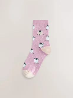Next Ankle Socks 4 Pack Multi Sheep Print Clearance