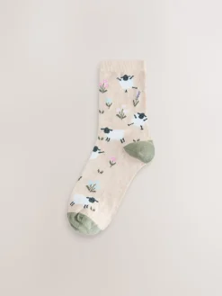 Next Ankle Socks 4 Pack Multi Sheep Print Clearance
