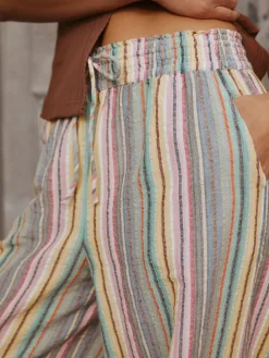 Next Pull On Wide Leg Trousers Multi-coloured Stripe Outlet