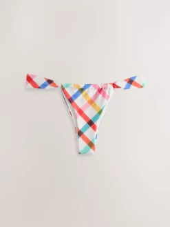 Next Tanga Bikini Bottoms Multi/White Bright Check Discount
