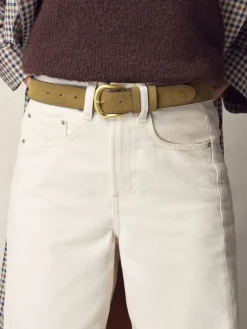 Next Muted Green N. Premium Made in Italy Suede Belt Clearance