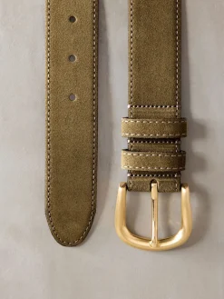 Next Muted Green N. Premium Made in Italy Suede Belt Clearance