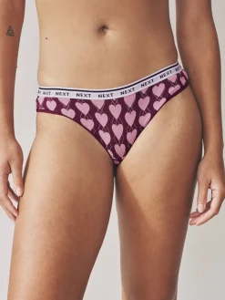 Next Bikini Cotton Logo Knickers 4 Pack Navy Argyle Check