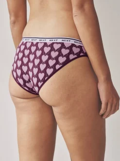 Next Bikini Cotton Logo Knickers 4 Pack Navy Argyle Check