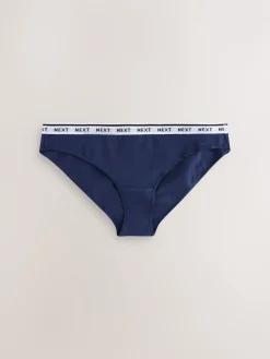 Next Bikini Cotton Logo Knickers 4 Pack Navy Argyle Check