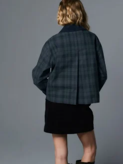 Next Navy Blue Check Hertiage Cord Collar Jacket Discount